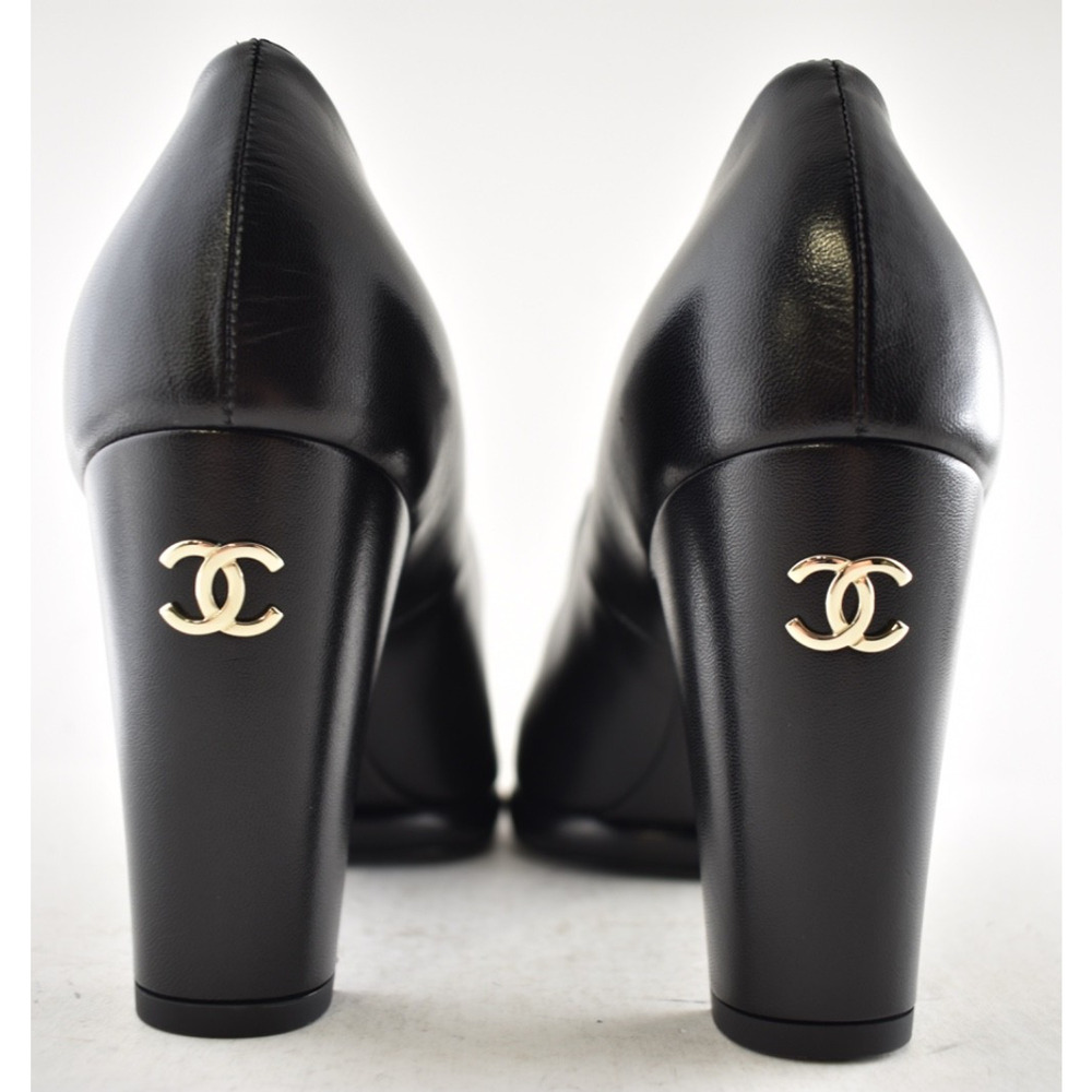Chanel 24B Black CC Logo Mary Jane Ankle Strap Block Heel Platform Pumps 41 - Picture 13 of 16